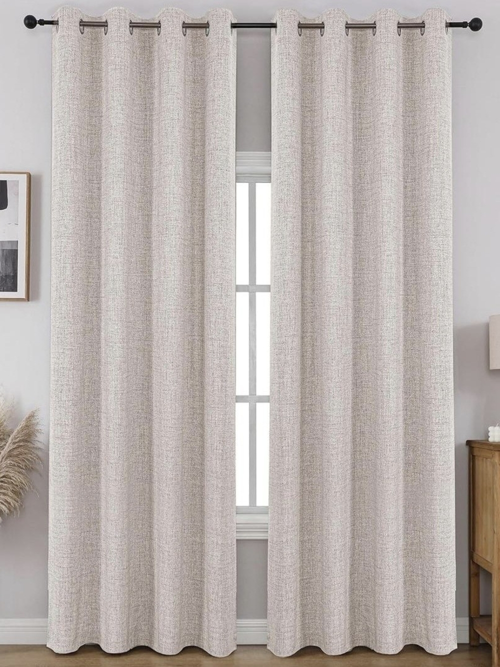 CUCRAF 100% Blackout Window Curtains 84 inches Long 2 Panels Set, Faux Linen